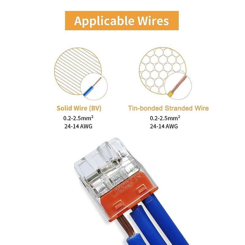 DICIO 150pcs Wire connectors Nuts Push-in terminals UL Listed Quick Connect connectors kit Low Voltage Wire Electrical Connector for Wiring 2 3 4 Port 4 Gauge Connector Assortment Kit 24-14 AWG - Image 3